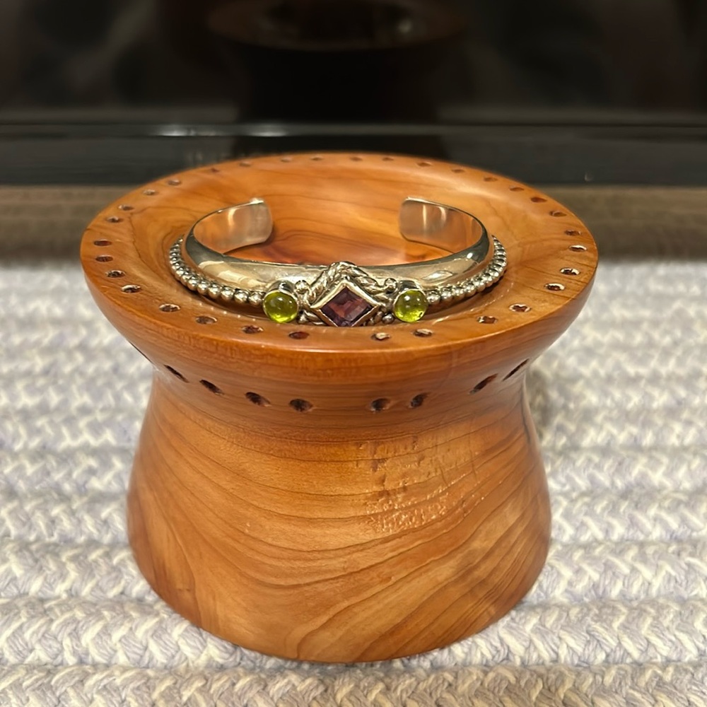 Sterling silver-Amethyst-Peridot-Beaded Cuff Bracelet